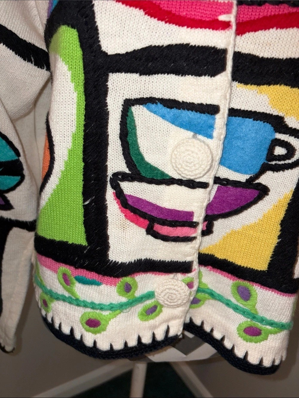 Michael Simon Multicolor Art Knit Cardigan Size Large - Picture 7 of 10